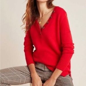 Anthropologie red Serena sweater size MD